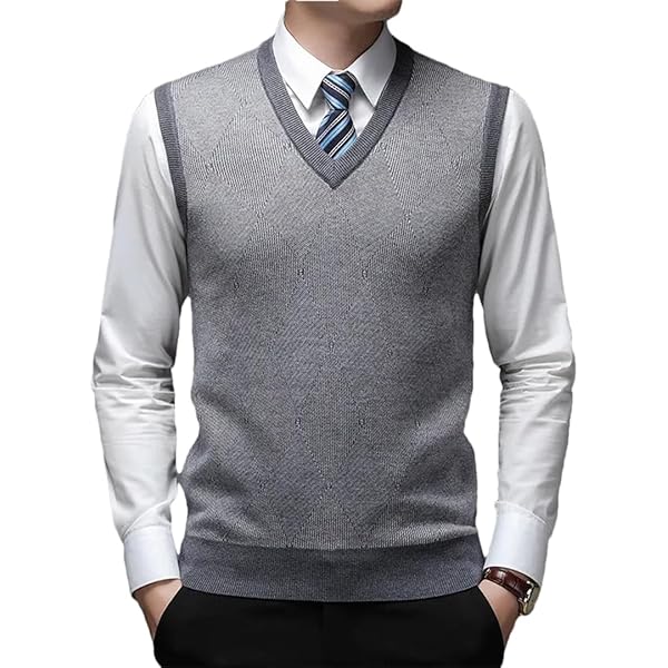 Amazon.com: Autumn Winter Knitted Sweater for Man Vest Jacquard